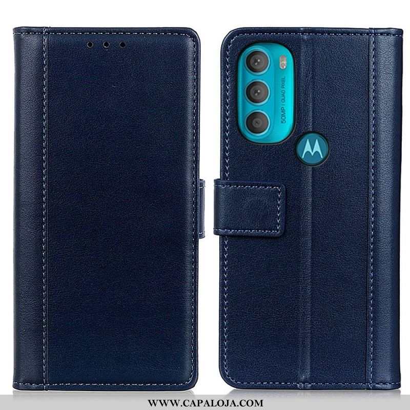 Capa Em Pele Para Moto G71 5G Versão Colorida Com Efeito De Couro