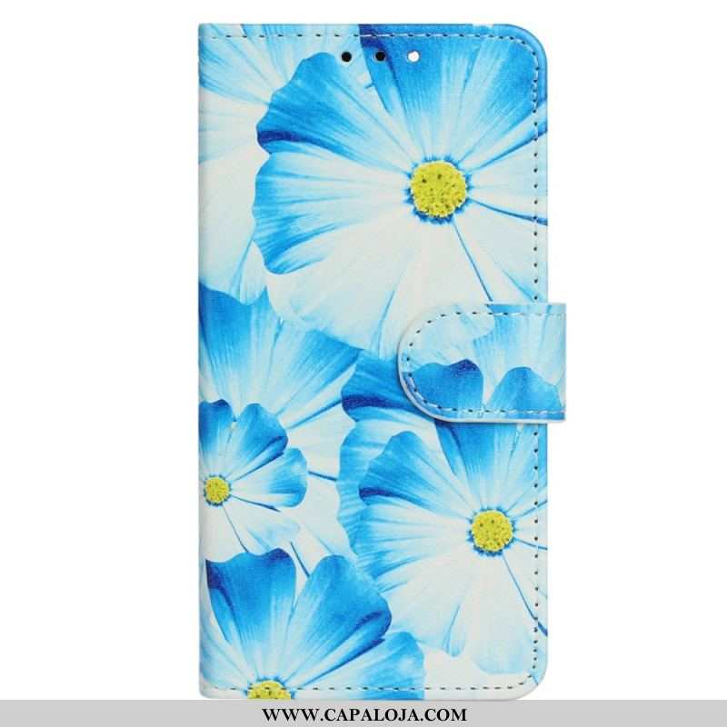 Capa Em Pele Para Moto G73 5G Flores Intensas