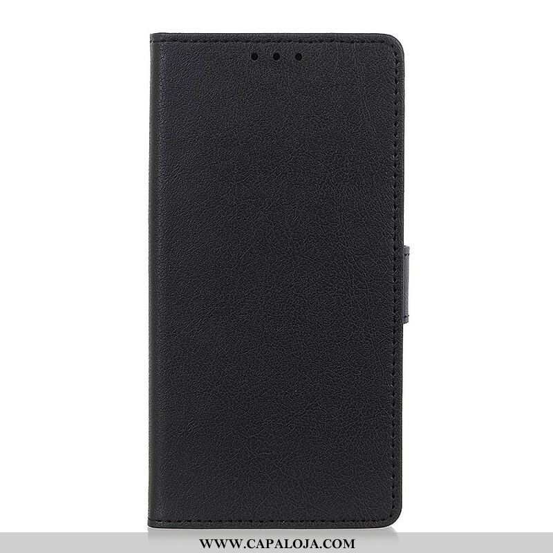 Capa Em Pele Para Oppo A16 / A16s Efeito Couro Brilhante Simples