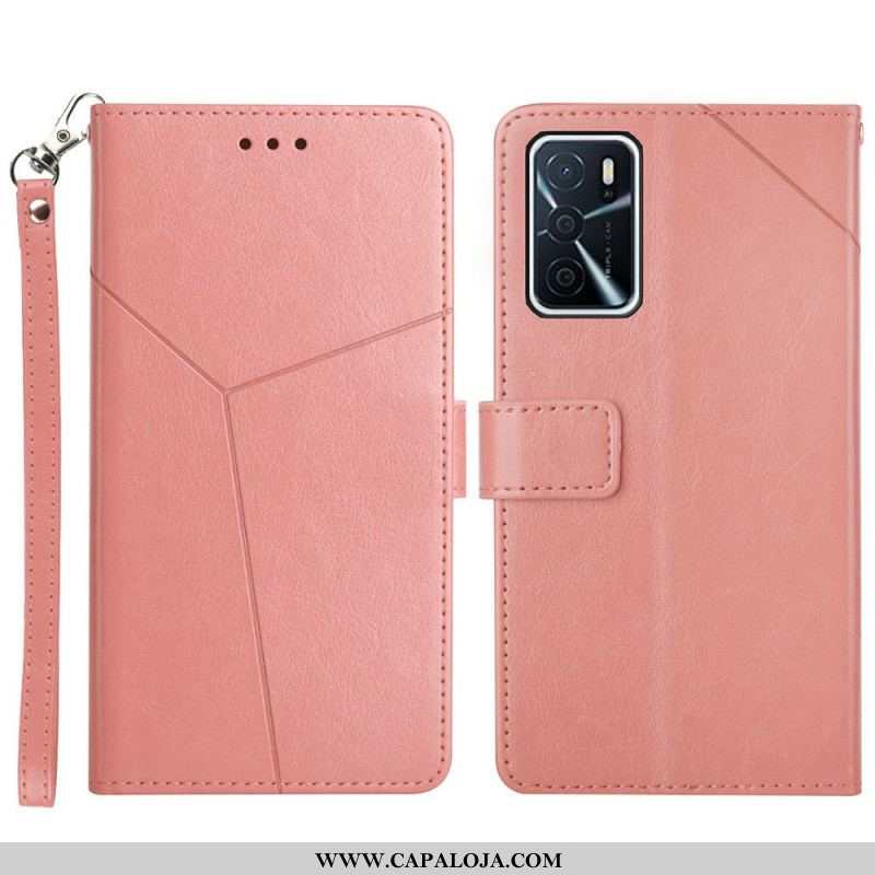 Capa Em Pele Para Oppo A16 / A16s Estilo Couro Geo Y Design