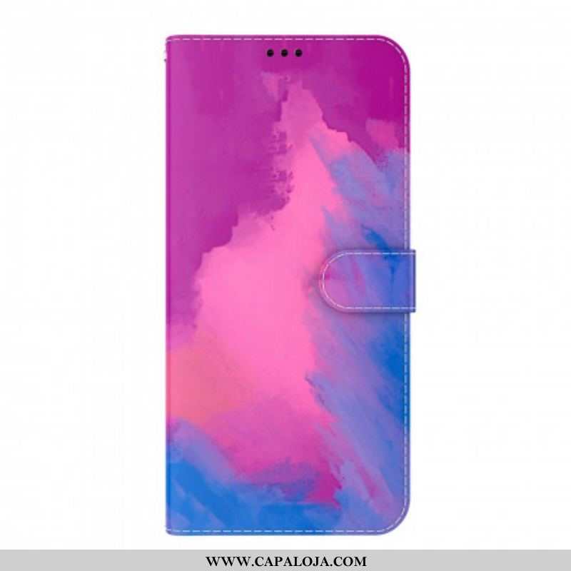 Capa Em Pele Para Oppo A54 5G / A74 5G Aquarela