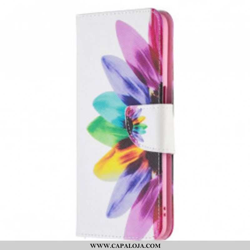 Capa Em Pele Para Oppo A54 5G / A74 5G Flor Aquarela