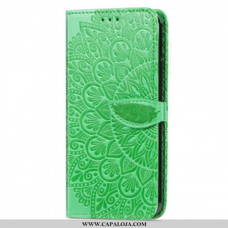 Capa Em Pele Para Oppo A94 5G Folhas Tribais