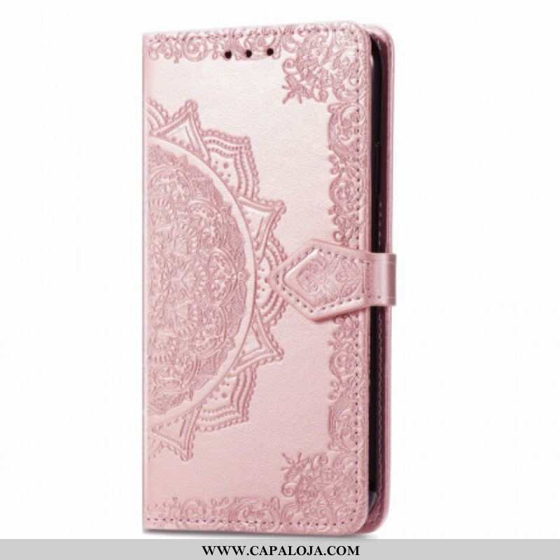 Capa Em Pele Para Oppo A94 5G Mandala Idade Média