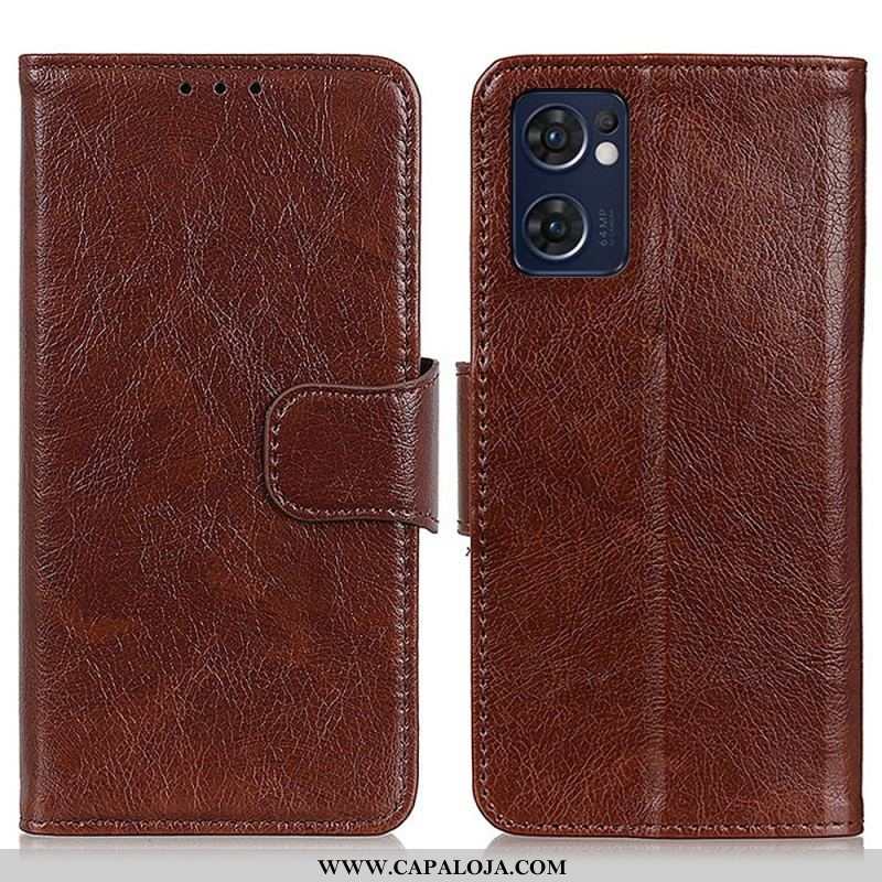 Capa Em Pele Para Oppo Find X5 Lite Couro Napa Rachado