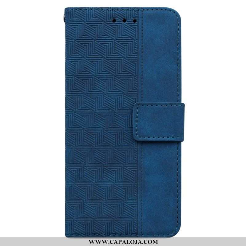 Capa Em Pele Para Oppo Reno 8 De Cordão Padrão De Tiras