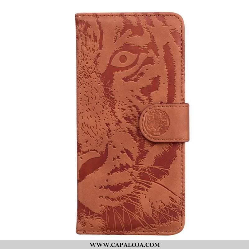 Capa Em Pele Para Oppo Reno 8 Lite Pegada De Tigre