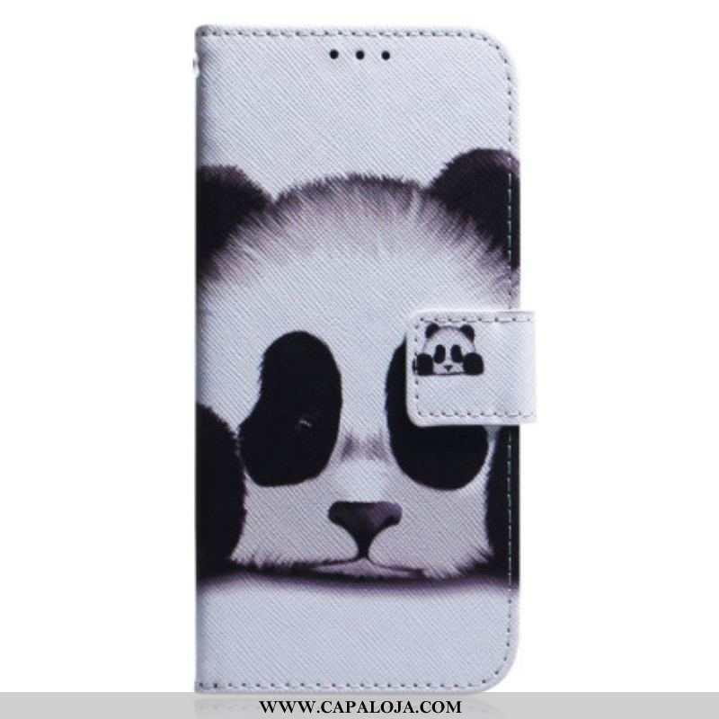 Capa Em Pele Para Oppo Reno 8 Panda Com Cordão