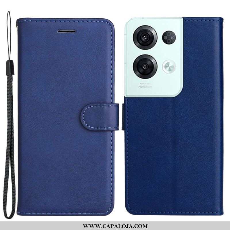 Capa Em Pele Para Oppo Reno 8 Pro De Cordão Simples Com Alça