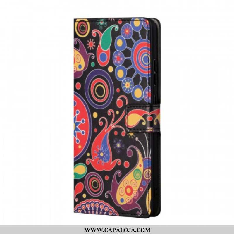 Capa Em Pele Para Samsung Galaxy A13 5G / A04s Desenhos Da Galáxia