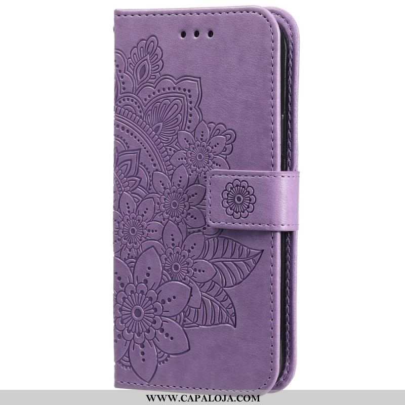 Capa Em Pele Para Samsung Galaxy A13 5G / A04s Flor Mandala