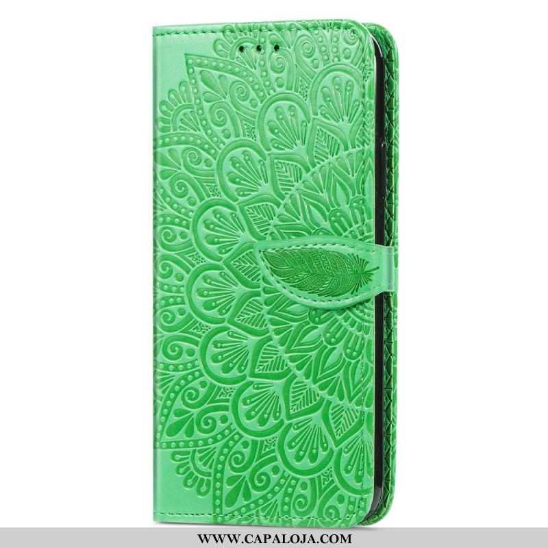 Capa Em Pele Para Samsung Galaxy A13 5G / A04s Folhas Tribais