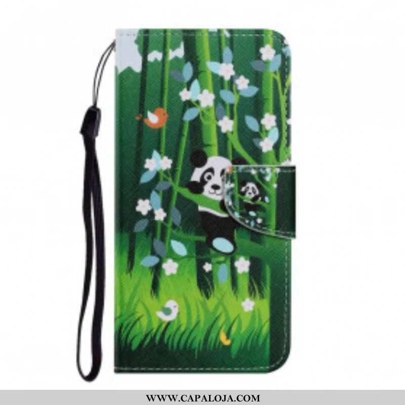 Capa Em Pele Para Samsung Galaxy A52 4G / A52 5G / A52s 5G Caminhada Do Panda