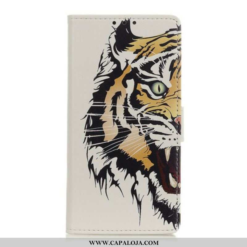 Capa Em Pele Para Samsung Galaxy A52 4G / A52 5G / A52s 5G Tigre Feroz