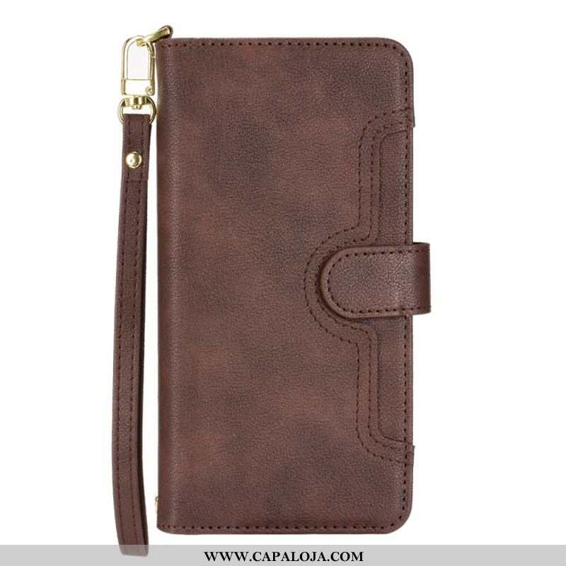 Capa Em Pele Para Samsung Galaxy A54 5G Capa Tipo Carteira Carteira Com Cordão