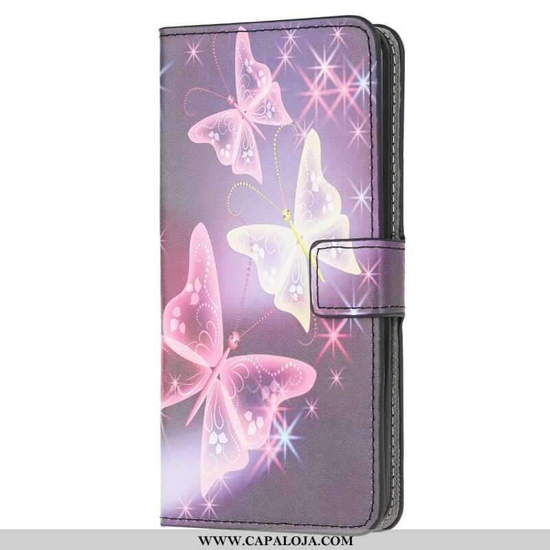 Capa Em Pele Para Samsung Galaxy M12 / A12 Borboleta Real