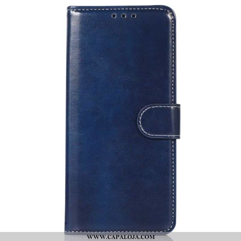 Capa Em Pele Para Samsung Galaxy M13 Estilo De Couro E Costuras