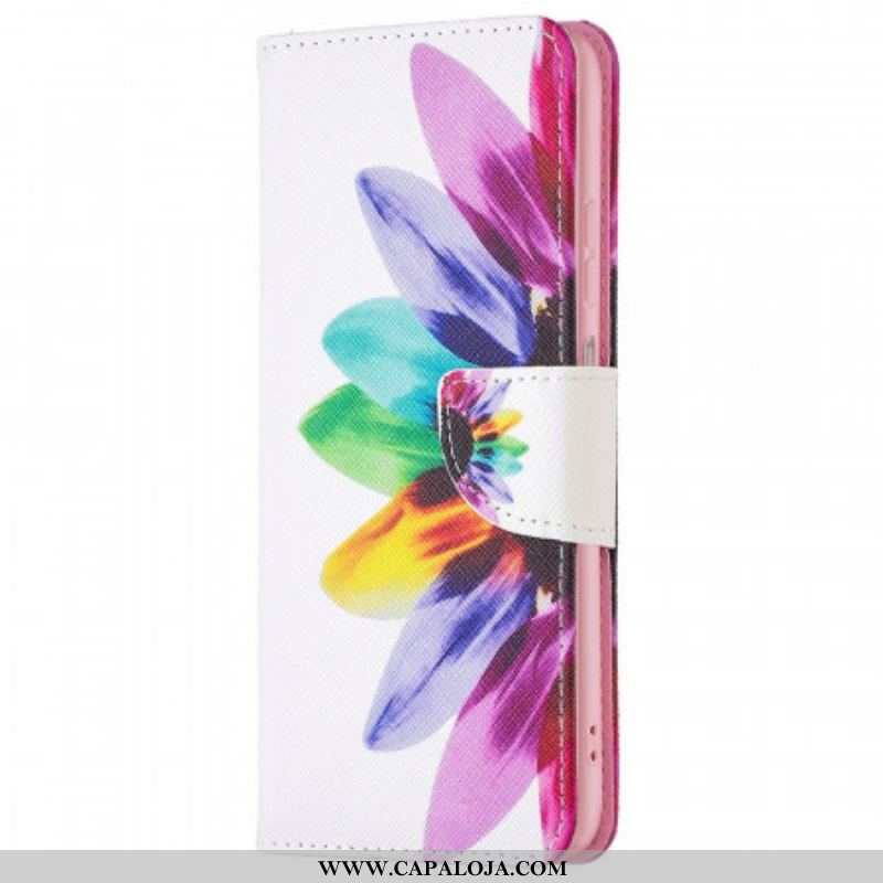 Capa Em Pele Para Samsung Galaxy M23 5G Flor Aquarela