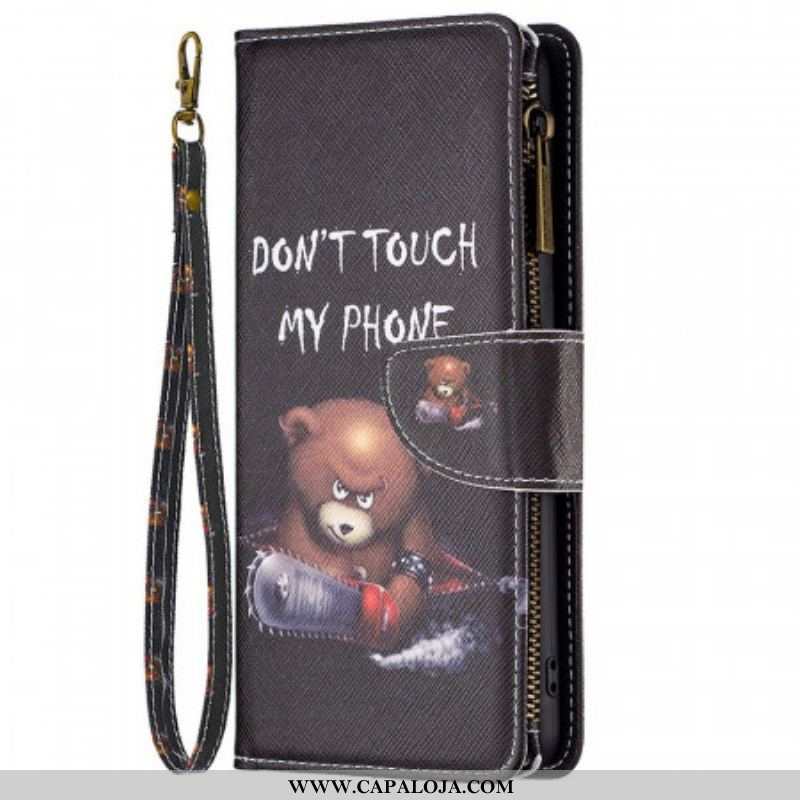 Capa Em Pele Para Samsung Galaxy M23 5G Urso Porta Moedas E Cordão