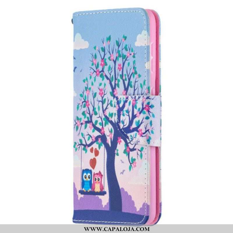 Capa Em Pele Para Samsung Galaxy S21 5G Corujas No Balanço