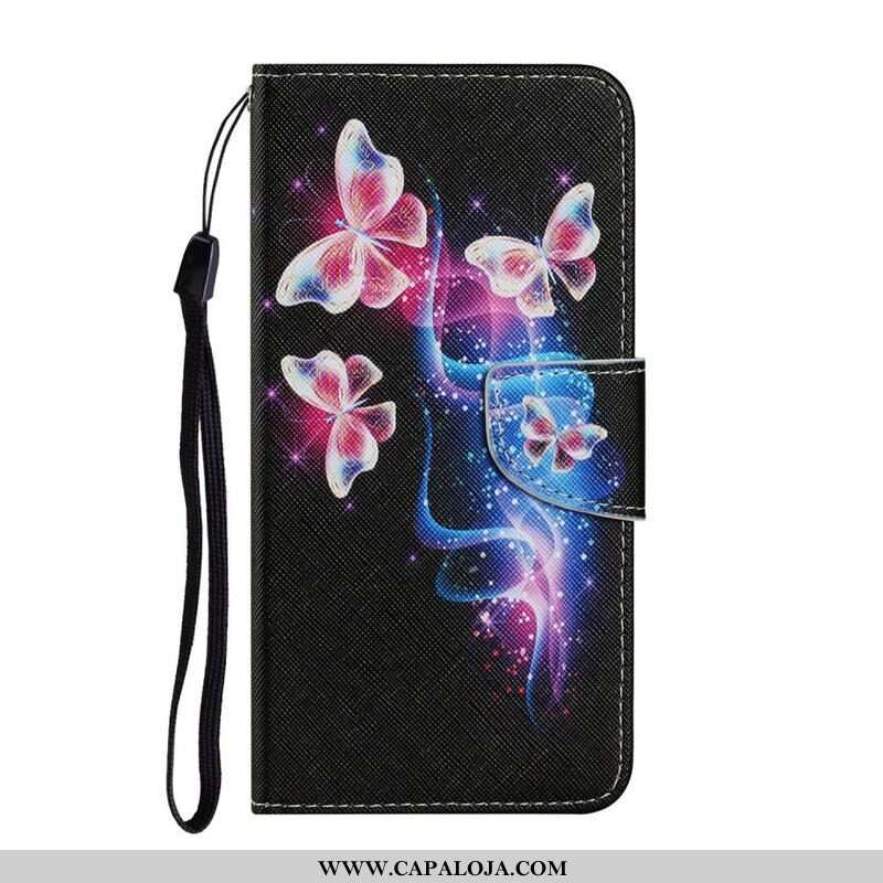 Capa Em Pele Para Samsung Galaxy S21 FE Borboletas Mágicas