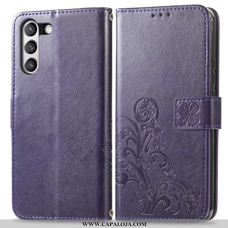 Capa Em Pele Para Samsung Galaxy S21 FE Flores Abstratas