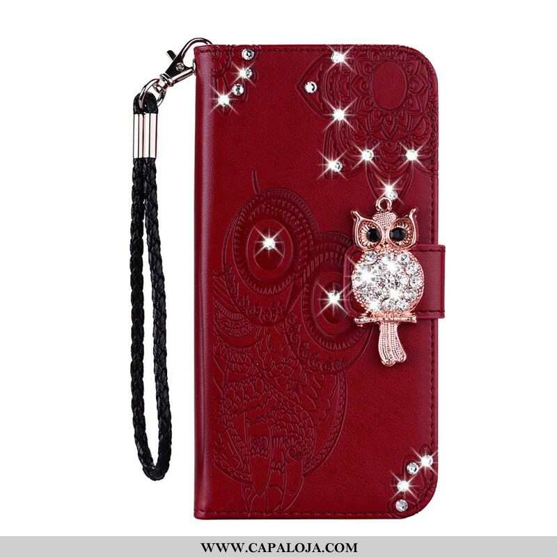 Capa Em Pele Para Samsung Galaxy S21 Plus 5G Coruja Mandala E Charme