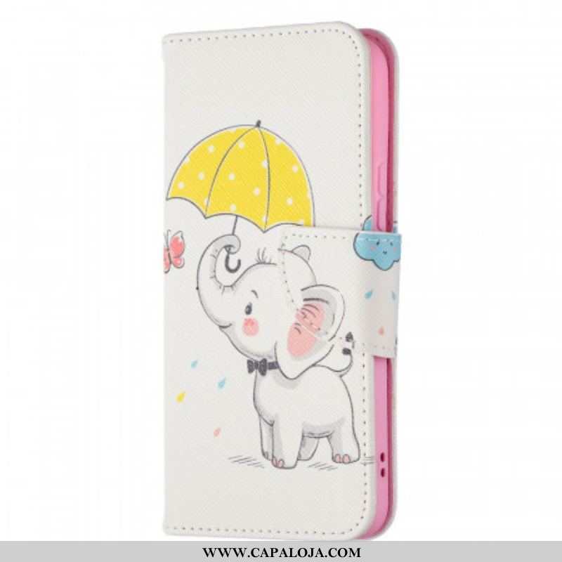 Capa Em Pele Para Samsung Galaxy S22 5G Elefante Bébé