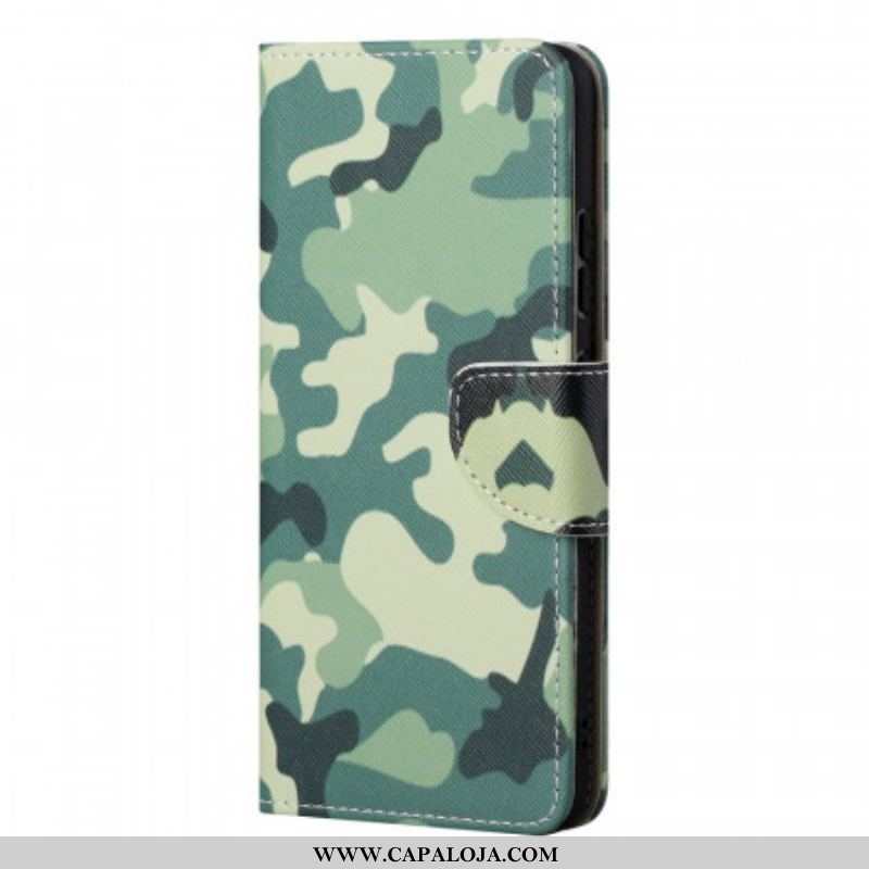 Capa Em Pele Para Samsung Galaxy S22 Ultra 5G Camuflagem Militar