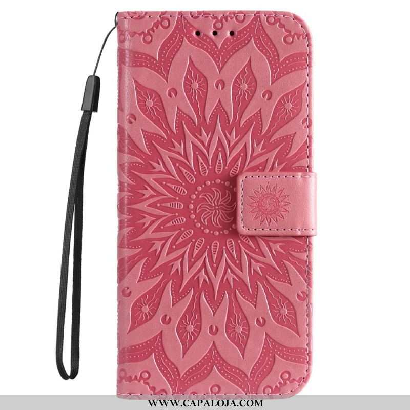 Capa Em Pele Para Samsung Galaxy S22 Ultra 5G Flor Do Sol