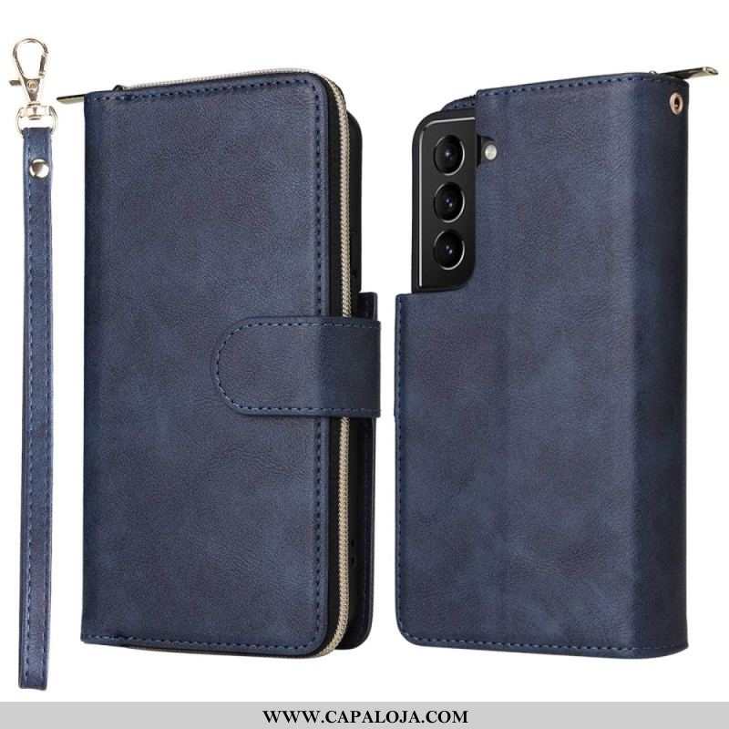 Capa Em Pele Para Samsung Galaxy S23 Plus 5G Com Bolsa De Zíper