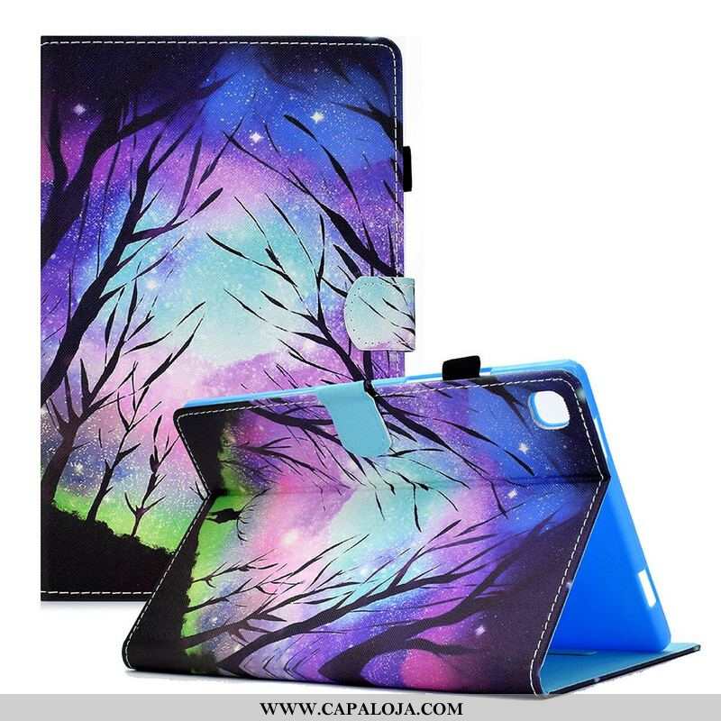 Capa Em Pele Para Samsung Galaxy Tab A7 Lite Floresta Noturna