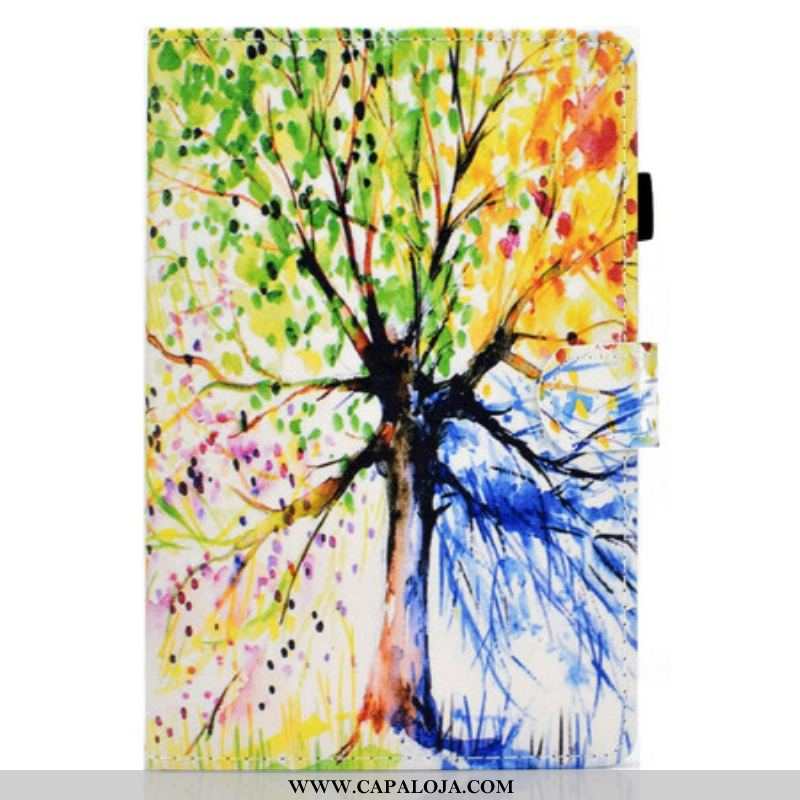 Capa Em Pele Para Samsung Galaxy Tab S8 / Tab S7 Aquarela Árvore