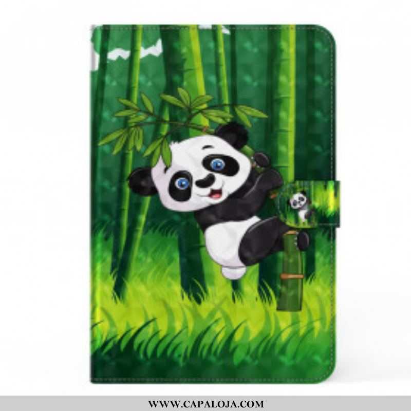 Capa Em Pele Para Samsung Galaxy Tab S8 / Tab S7 Panda De Couro Sintético