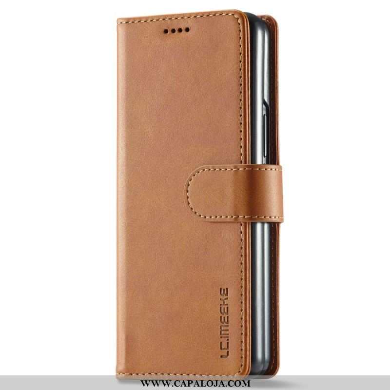 Capa Em Pele Para Samsung Galaxy Z Fold 4 Lc. Imeeke Clássico Couro Falso