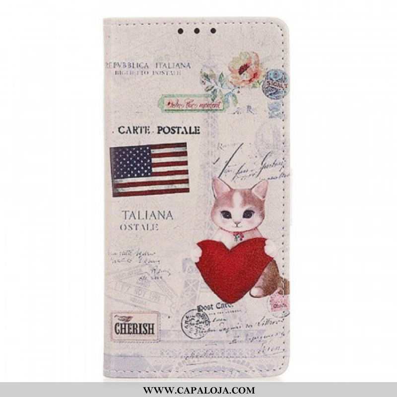 Capa Em Pele Para Sony Xperia 1 IV Gato Viajante