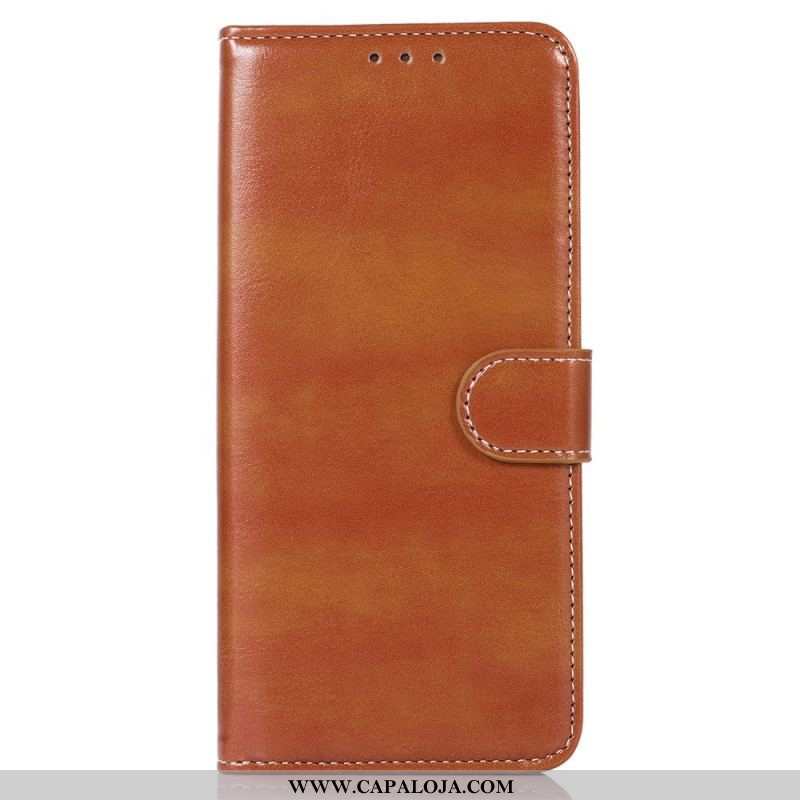 Capa Em Pele Para Sony Xperia 10 IV Costuras Expostas