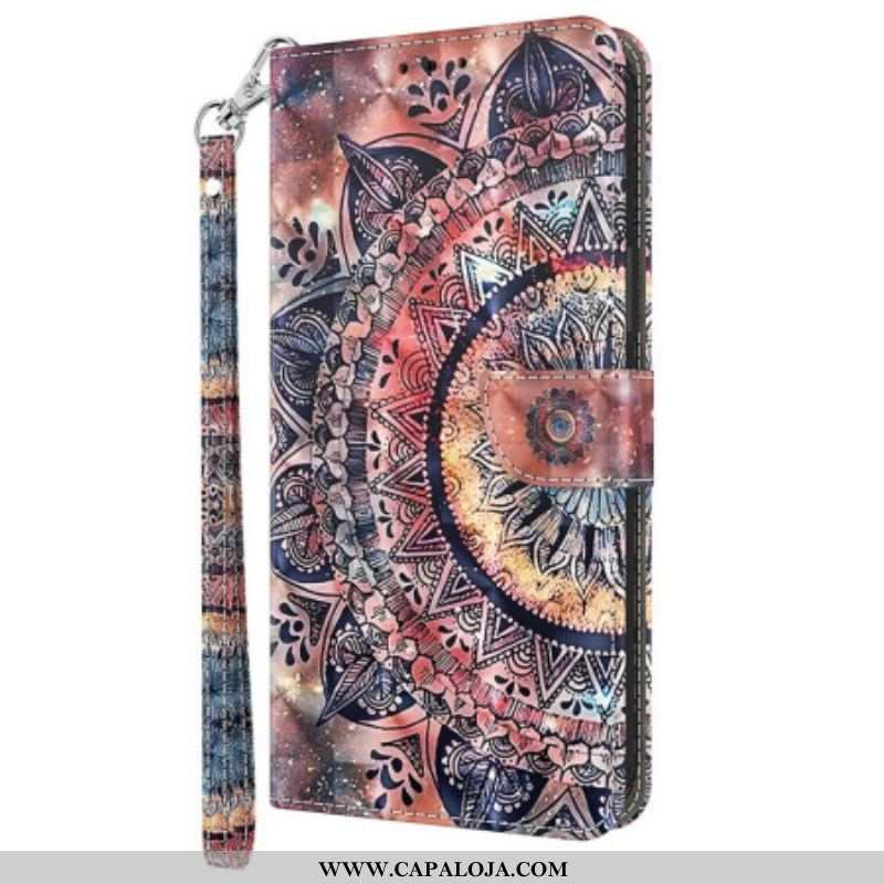 Capa Em Pele Para Sony Xperia 5 IV De Cordão Mandala De Tiras Coloridas