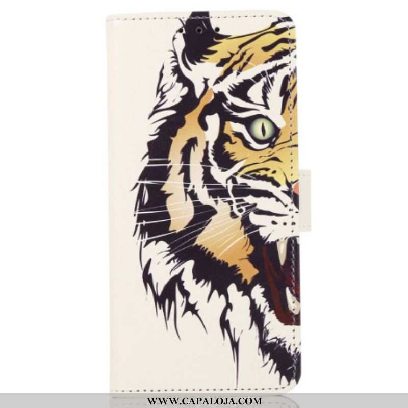 Capa Em Pele Para Sony Xperia 5 IV Tigre Feroz