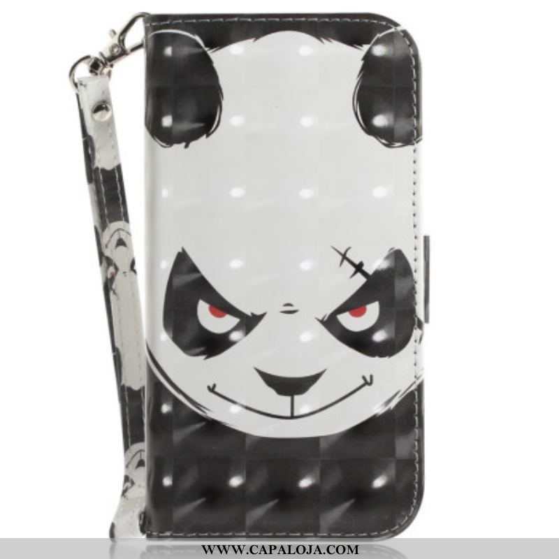 Capa Em Pele Para Xiaomi 12 / 12X De Cordão Panda Irritado Com Cordão