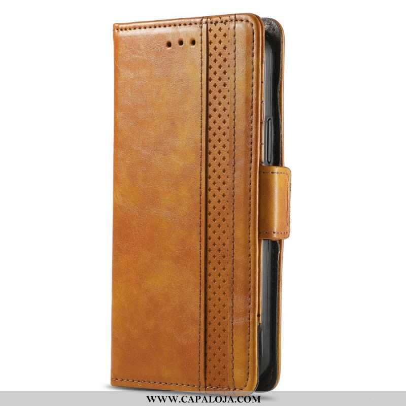 Capa Em Pele Para Xiaomi 12 Pro Fecho Duplo Bicolor