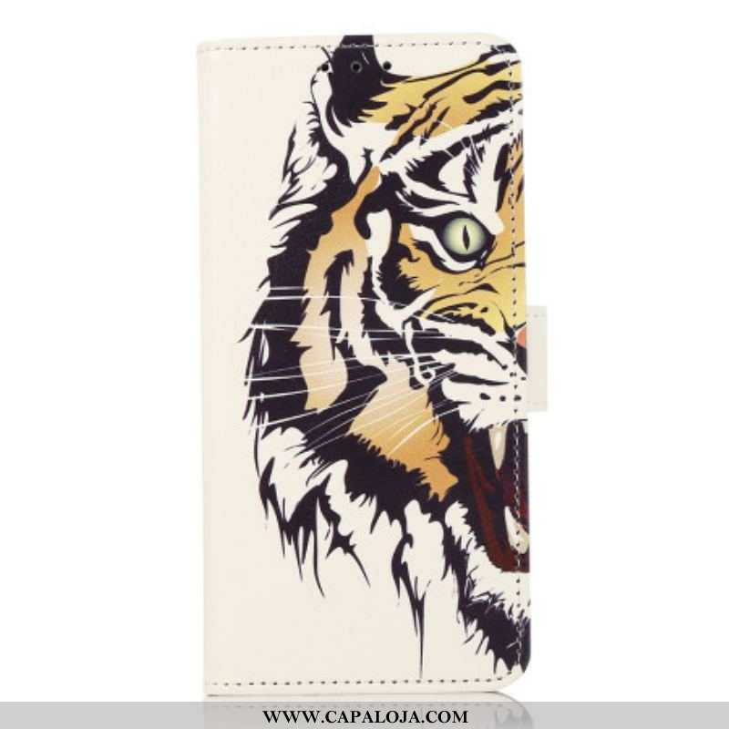 Capa Em Pele Para Xiaomi 12T / 12T Pro Tigre Feroz