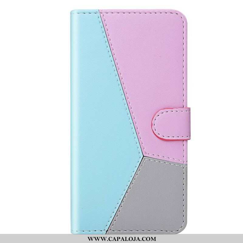 Capa Em Pele Para Xiaomi Redmi Note 10 / 10S Efeito Couro Tricolor