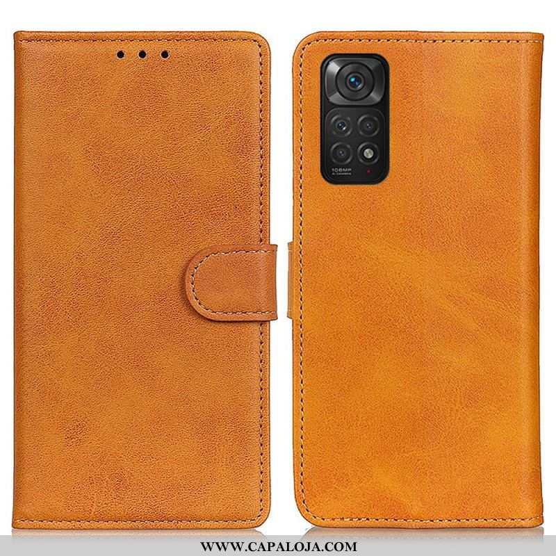 Capa Em Pele Para Xiaomi Redmi Note 11 / 11S Efeito De Couro Fosco Retrô