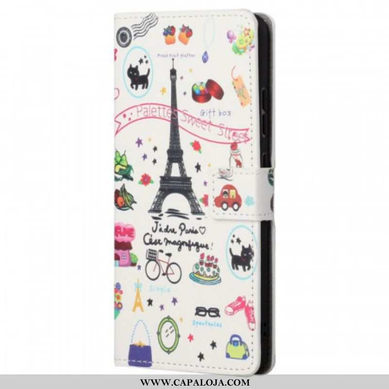 Capa Em Pele Para Xiaomi Redmi Note 11 Pro / 11 Pro 5G Eu Amo Paris