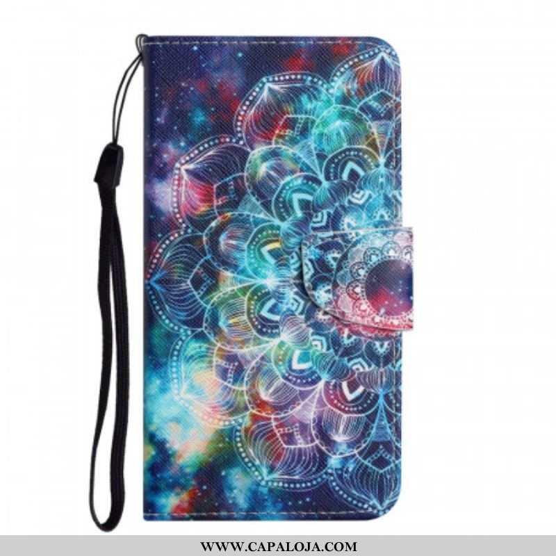 Capa Em Pele Para Xiaomi Redmi Note 11 Pro Plus 5G De Cordão Mandala De Tiras Chamativas