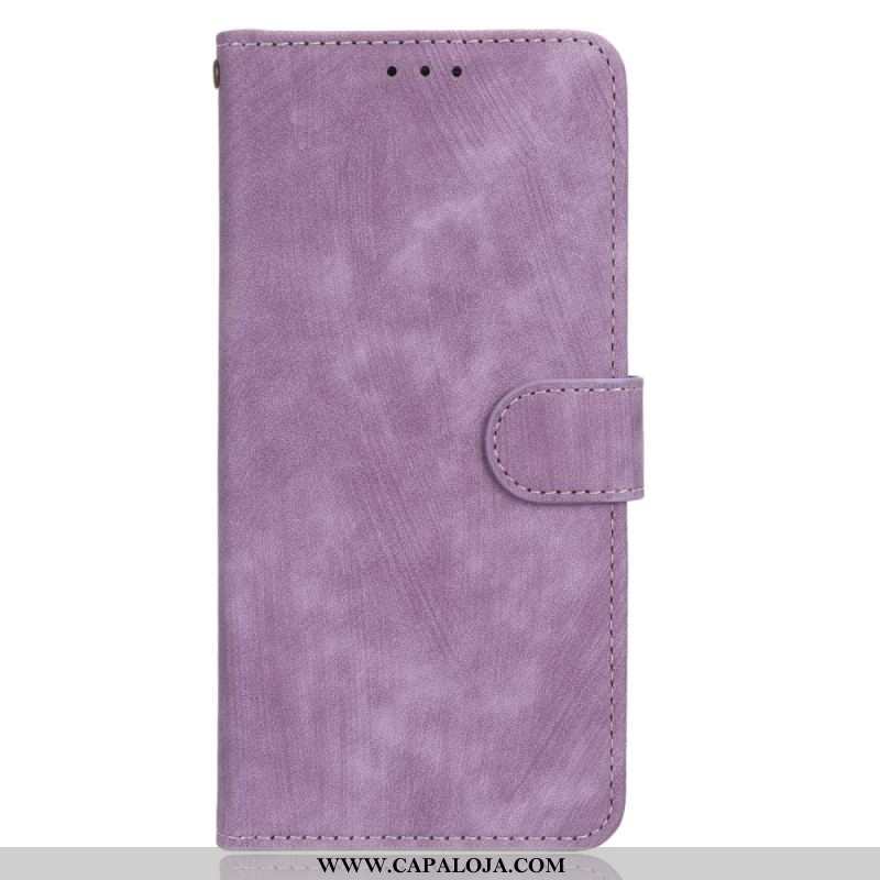 Capa Em Pele Para Xiaomi Redmi Note 12 4G Costuras Expostas Vintage