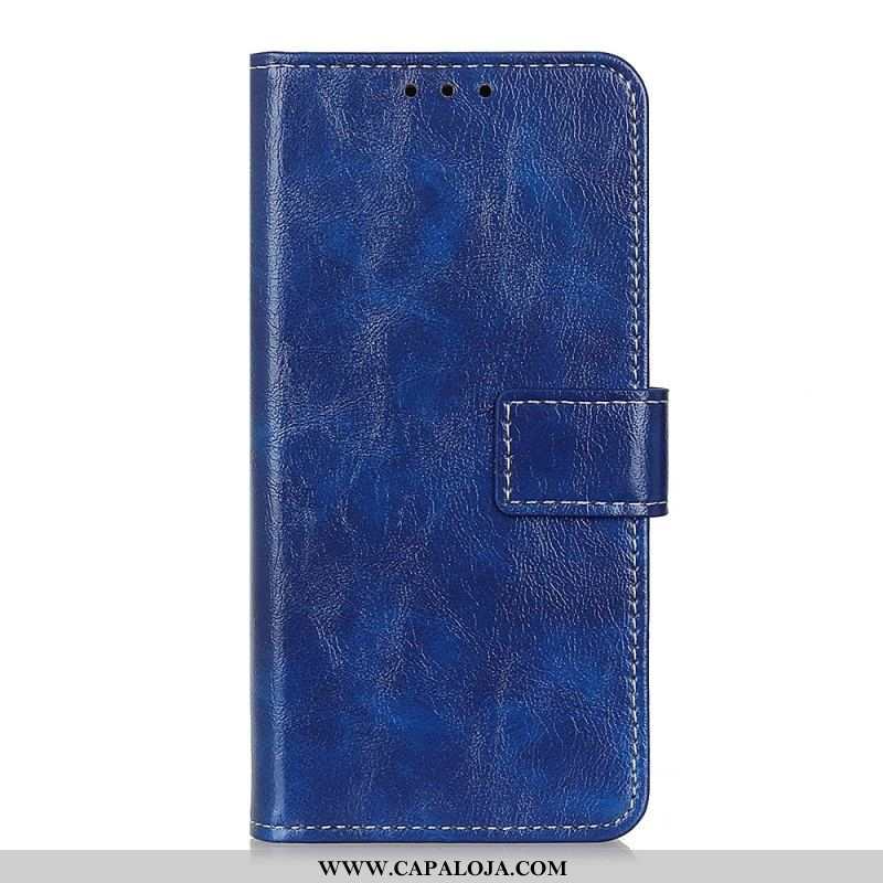 Capa Em Pele Para Xiaomi Redmi Note 12 4G Envernizado Com Costuras Visíveis