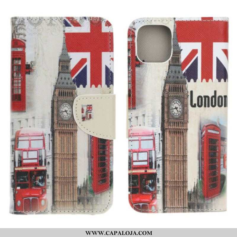 Capa Em Pele Para iPhone 13 Mini Vida Em Londres