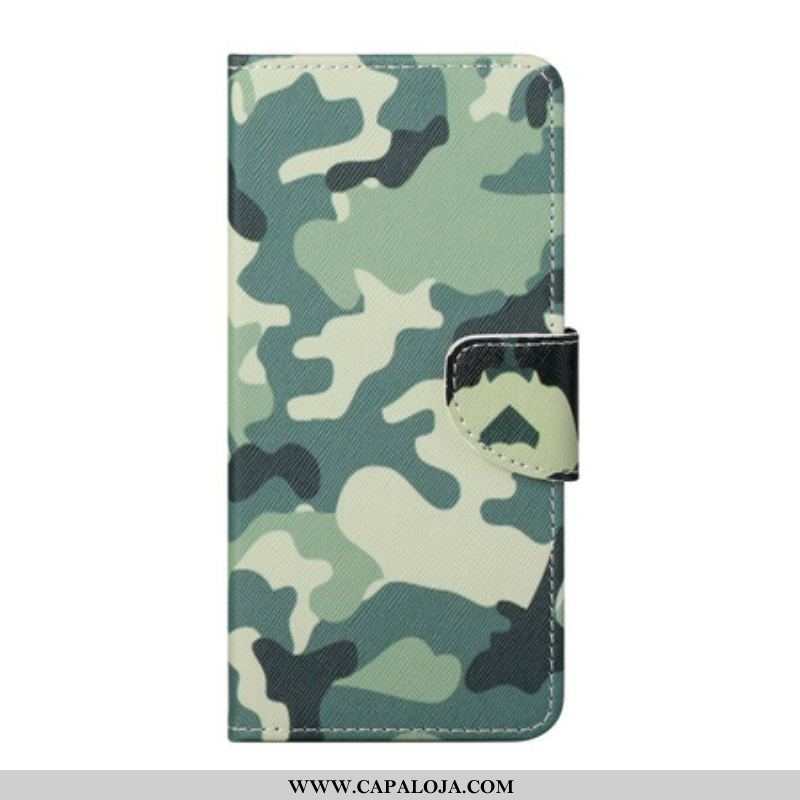 Capa Em Pele Para iPhone 13 Pro Max Camuflagem Militar